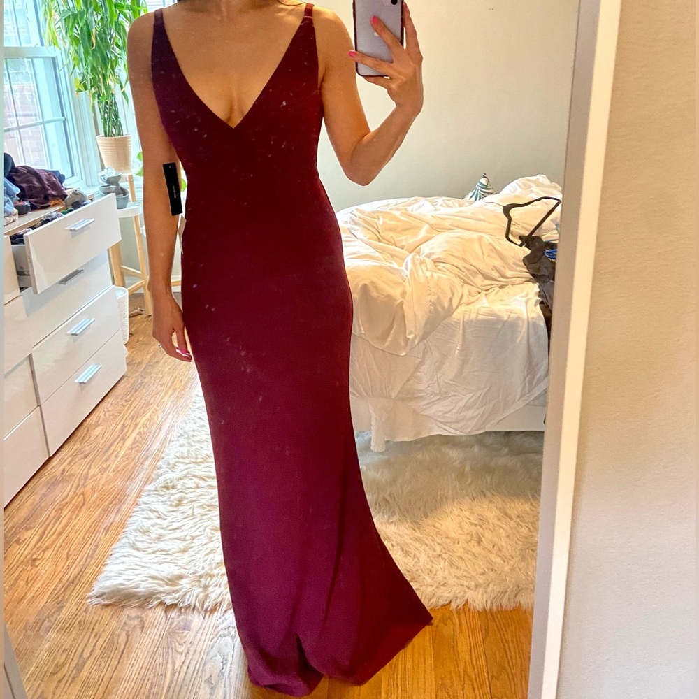 Burgundy Lulu’s maxi dress, sleeveless, size S